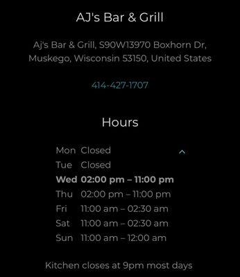 Restaurant hours