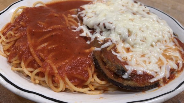 Eggplant with spaghetti