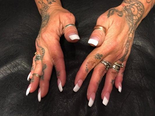 Organic pink&white natural feel nails