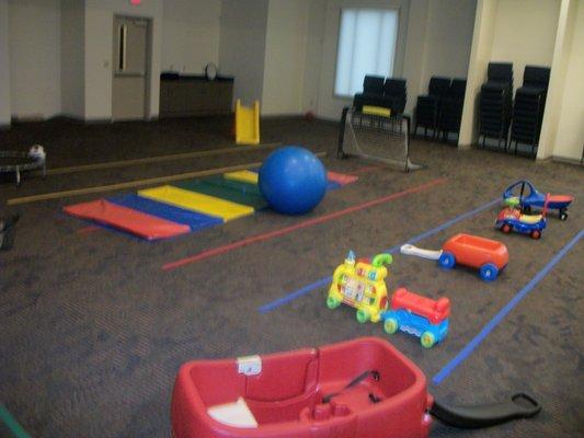 Large playroom great for working on motor skills & socialization.