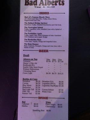 Happy Hour Menu