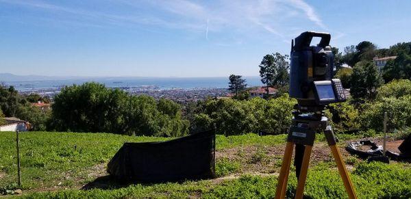 Laying out post locations for a new silhoutte to be constructed in Rancho Palos Verdes, hard to beat that view.