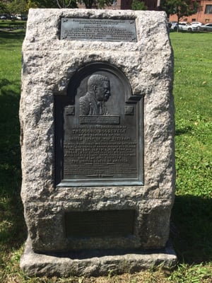 Theodore Roosevelt memorial for his service to the country. It's cast with metal recovered from the Maine, which was sank in Cuba..