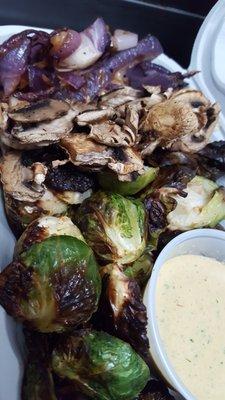 Quinoa Bowls with Roasted Brussel Sprouts and Chipotle Ranch