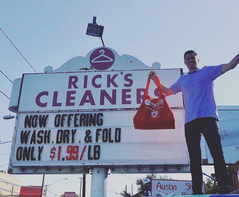 Rick's is excited to now be offering wash, dry and fold service for only $1.99/lb.