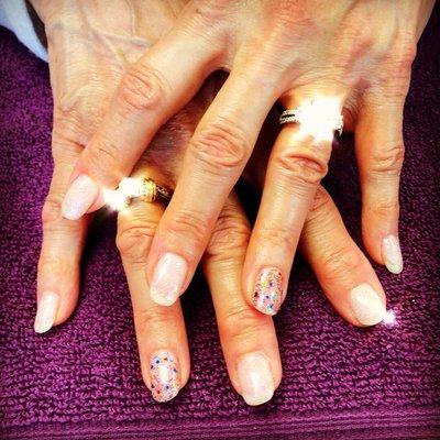 Foundation gel set with gel polish. Nails by Tracy