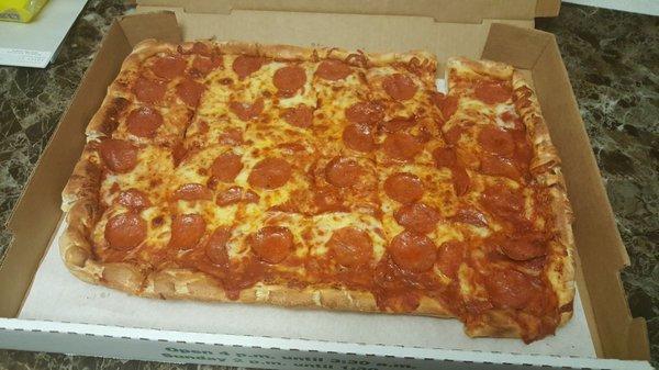 1/2 sheet pepperoni extra cheese...