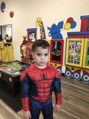 His brother giving us his "Spidey " serious face