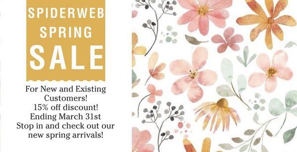 Our spring sale is going on now through March 31st! Stop in and check out our new arrivals