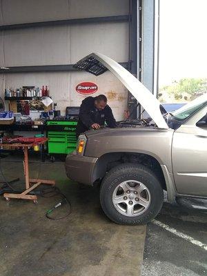 Mike providing excellent repair service...