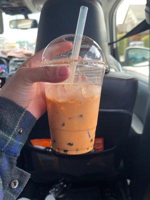 Thai tea w boba! Good texture boba, sweet, n creamy!