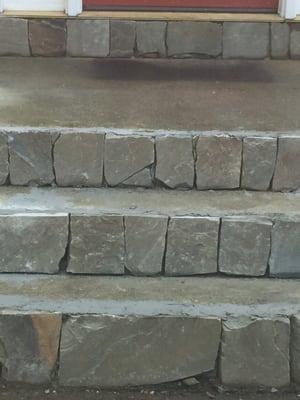 Reface old  cement stairs then granite on top and steps.