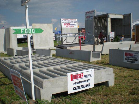 Various agricultural Wieser Concrete products at a trade show