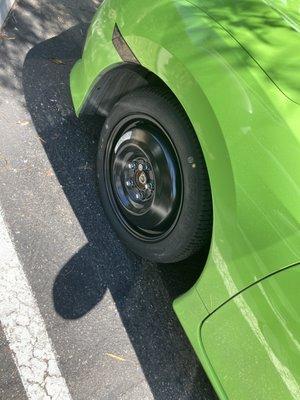 This is the spare tire they replaced my legit rim with.