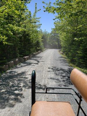 A view out the back of the carriage