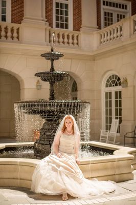 One of our customers in a Champagne and Ivory gown rental from McEllis Brides.