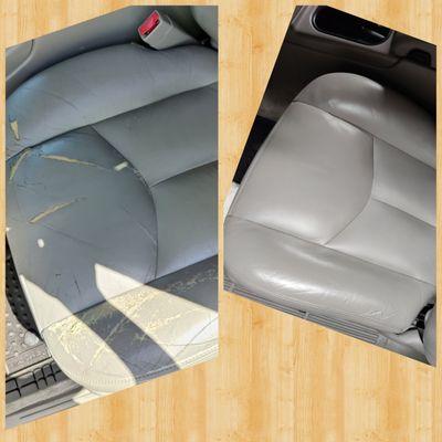 Does your driver seat look like this?  
Color glow NCW can restore it and make it look almost brand new.  
509-888-2771