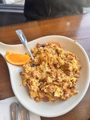 Scrambled egg  with bacon