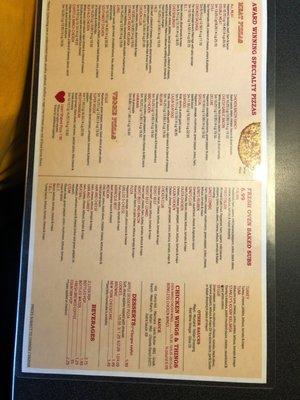 Back of the Menu