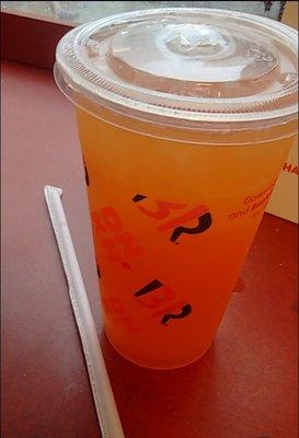 peach passion fruit ( pretty good ) Dunkin Cafe'- Baskin Robbins