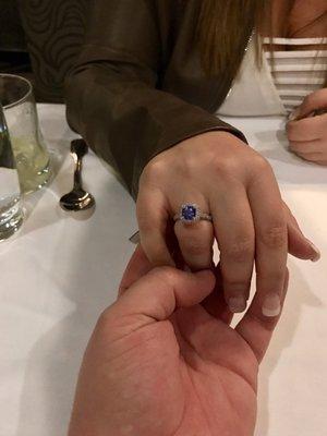 Gorgeous white gold, tanzanite, and almost a carat of diamonds for a beautiful woman, thanks to everyone at Descar