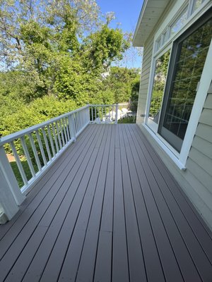 Stain floors and painting railings