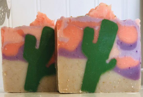 Cactus Flower Soap with Aloe Vera puree and Oatmeal!