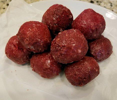 Red velvet donut holes