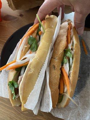 Very small bahn mi portions with little filling