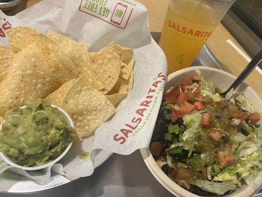 Chips and guacamole, bowl