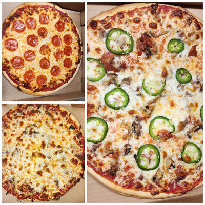 Grab N Dash Wednesday through Friday Medium Pizzas ready for you to pick up. Combination with or without Jalapeños  and Pepperoni.