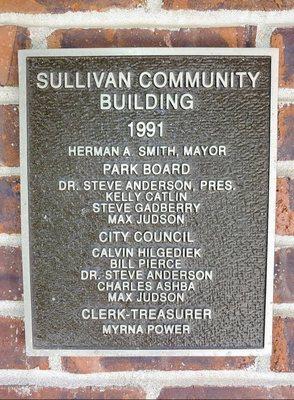 Shelter House Dedication Plaque.