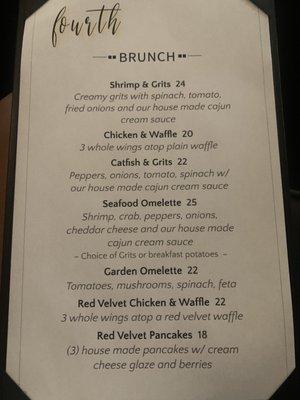 Brunch menu