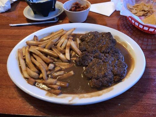 Hamburger steak with fries