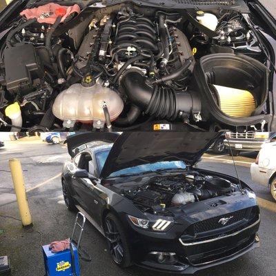 New Ford Performance parts installed in a 2015 Ford Mustang at Bill Pierre.