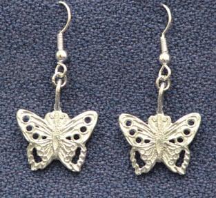 Earrings Butterflies Three Feathers Pewter