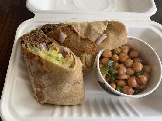 Grecian wrap with bbq chickpeas