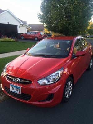 Recent purchase! Easy fix! Left front corner area. 2013 Hyundai Accent :)