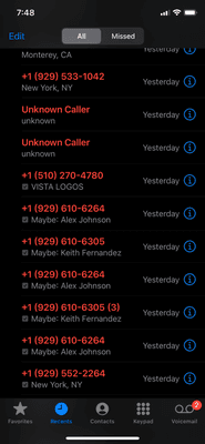 Multiple spam calls - over 20 less than 1/2 hour.  Sometimes 3 within a minute!