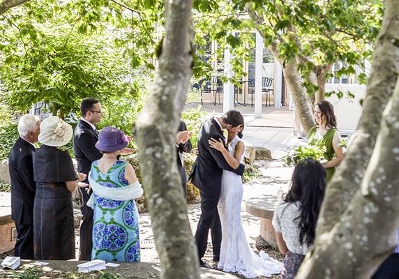 Our wedding ceremony in McVay Courtyard.  Nice intimate space with beautiful trees & flowers.