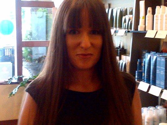 New Bangs! A foot of hair donated. Thanks for the new look Aveda!