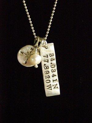 Carolina Beach Lat-Long Coordinates Necklace