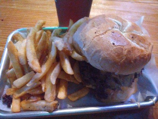 Philly cheesesteak burger, very good