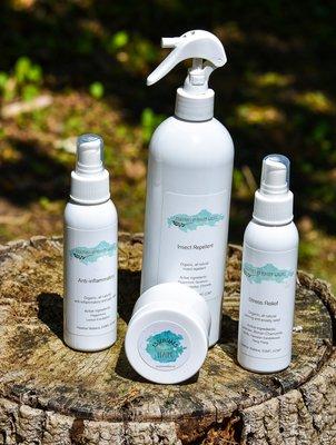 Signature and customized aromatherapy products available for horses, dogs, and humans.