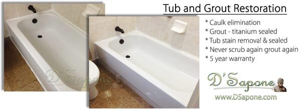 D'Sapone Tub restoration and caulk removal