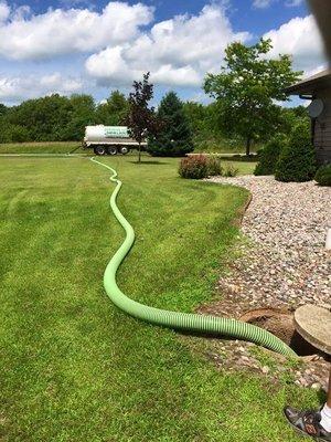 Who wants tire tracks across their lawn from a pumping? Not us that's for sure. That's why we carry enough hose to guarantee ...