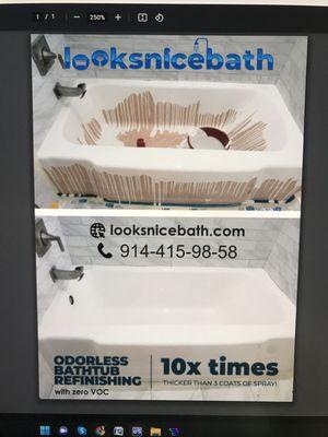 Odorless eco bathtub reglazing with 0 VOC! No peeling, no cracking, no chipping!