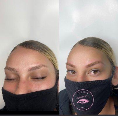 Ombré brows before and after