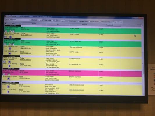 Patient Tracking System tells you where ur family member is at !! When they will be done & how long the surgery is delayed for.