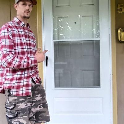 Screen door installation.